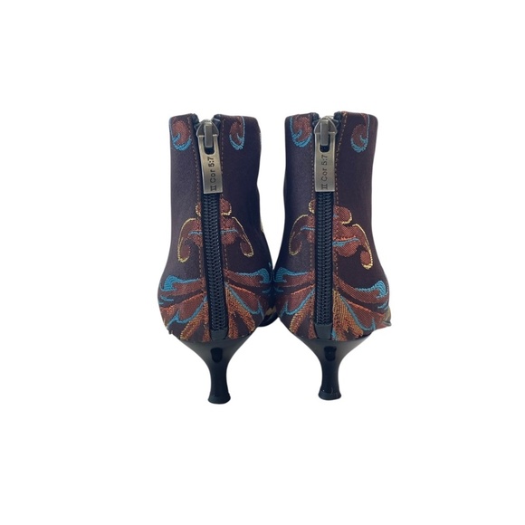 ROCKWELL THARP Signed Brocade Booties Chocolate Gold Turquoise Size 38 - Picture 4 of 11